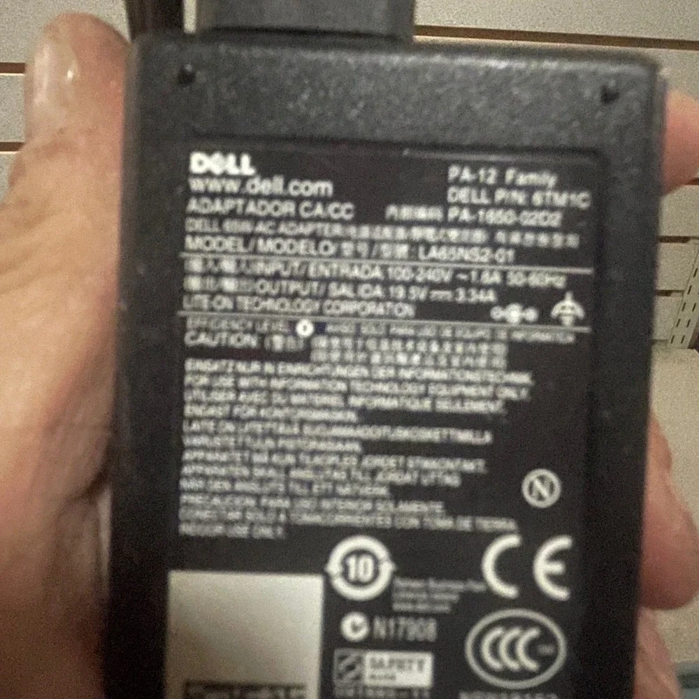 Dell 65W AC Adapter Laptop Charger PA-12 Family 19.5V 3.34A LA65NS2-01‎ 06TM1C